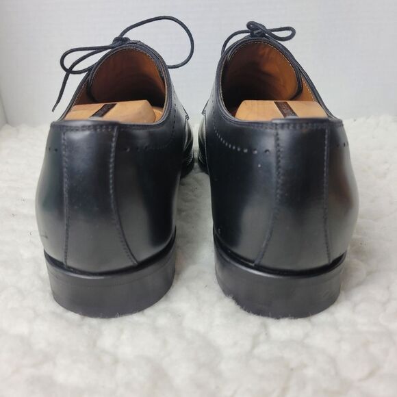 Bontoni Wholecut Oxford Mens Size 10.5 Navy Black Leather Brogue Dress Shoes - Picture 4 of 10